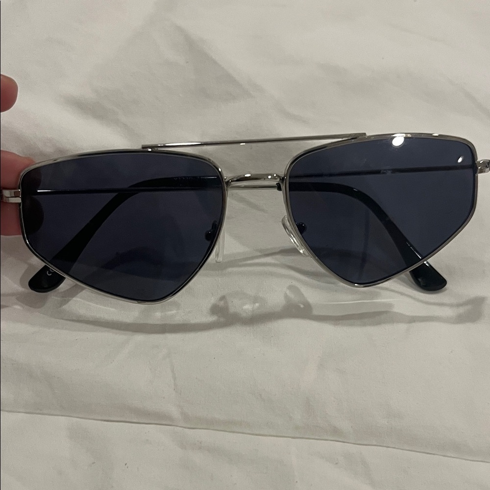 Silver Aviator Sunglasses with Dark Lenses
